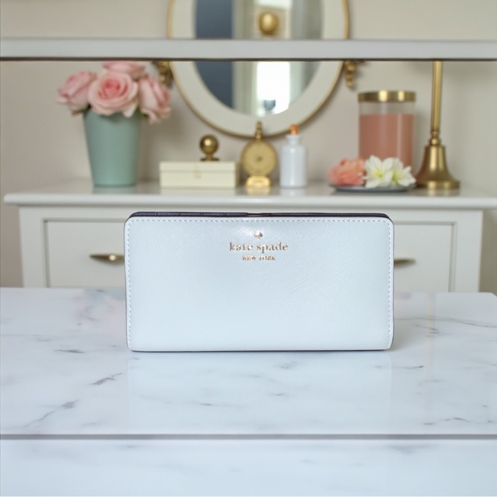 Kate Spade Madison Large Slim BiFold Wallet Blue Glow-MSRP $179